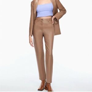 Aritzia The Melina Vegan Leather Pants Camel Size 6 Straight Leg